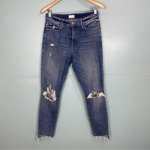 MOTHER The Stunner Ankle Step Fray‎ Helter Skelter Sz 27 Blue Lightning Bolt - Picture 2 of 9